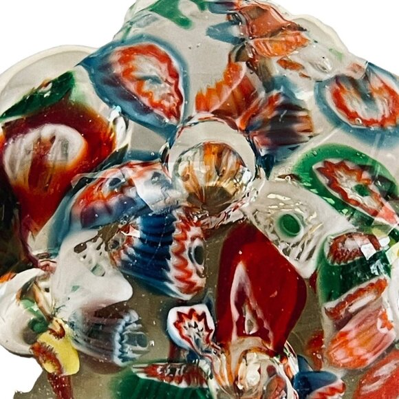 Vintage Glass Paperweight Rainbow Millefiori Art Glass Domed Ball 2" x 2.5" - Picture 8 of 12